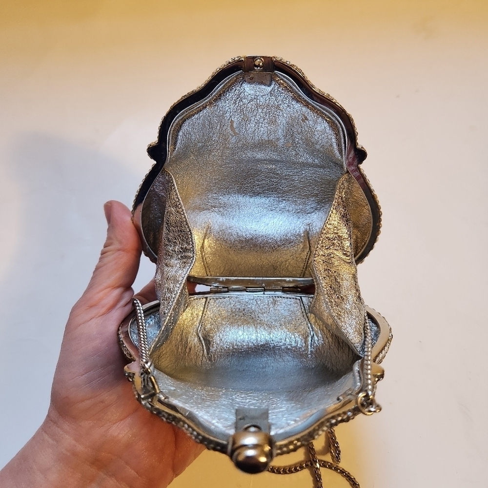 Judith Leiber 1967 Chatelaine Minaudiere Swarovski Crystals Metal Clutch in VGUC - Picture 9 of 12